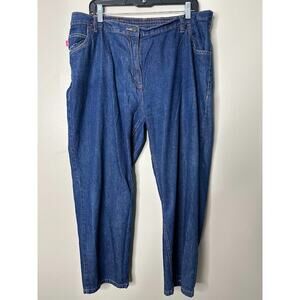 Woman Within Womens 18WP Jeans Dark Wash Straight Stretch Elastic Back Waist